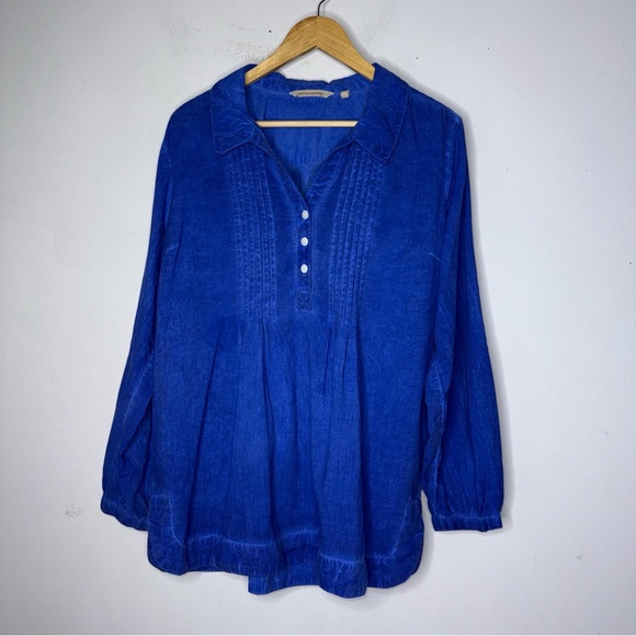 Soft Surroundings Tops - soft surroundings Sedona Stone wash Blue Tunic Collar Top Cotton XL